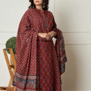 Home Tharvi Rust Blossom Anarkali Set