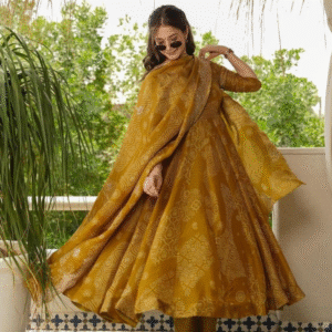 Tharvi Mustard Glow Anarkali Set