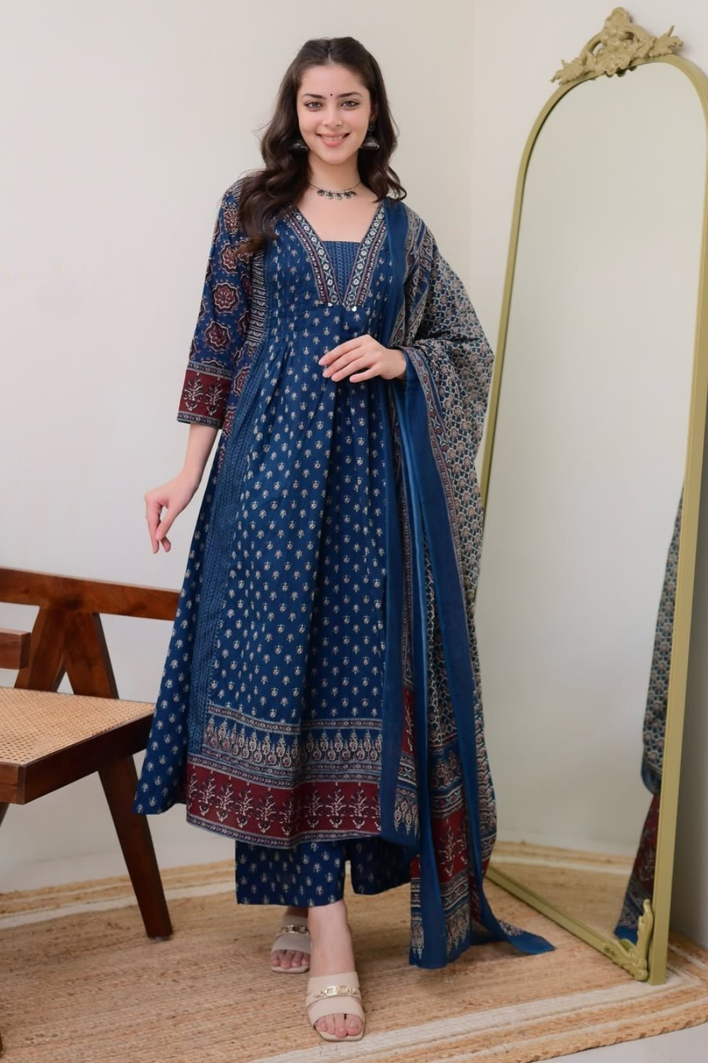 Tharvi Indigo Elegance Anarkali Set Tharvi Indigo Elegance Anarkali Set