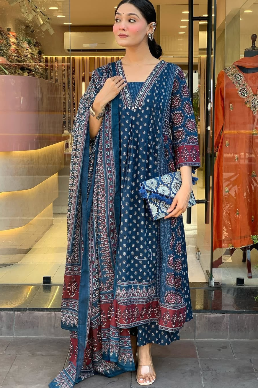 2 Tharvi Indigo Elegance Anarkali Set - Image 2