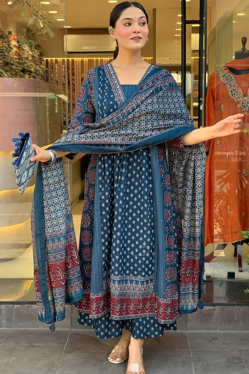 3 Tharvi Indigo Elegance Anarkali Set - Image 3