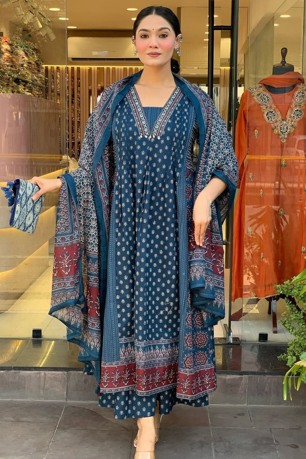 4 Tharvi Indigo Elegance Anarkali Set - Image 4