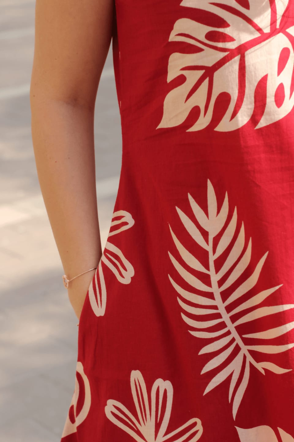 6 Tharvi Tropical Breeze Co-ord Set | Summer Dress with Red Sleeveless Outfit - Image 6