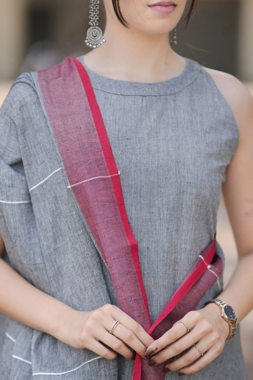 tharvi elegant grey cotton handloom suit set with dupatta | minimal & timeless charm tharvi elegant grey cotton handloom suit set with dupatta | minimal & timeless charm