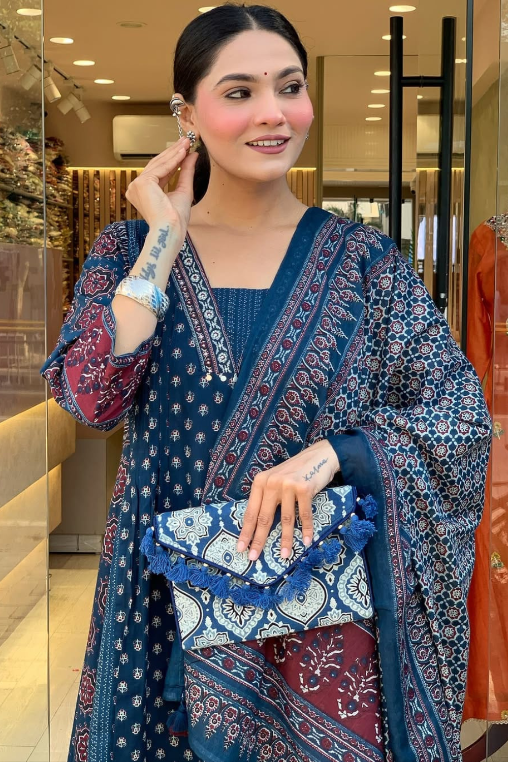 7 Tharvi Indigo Elegance Anarkali Set - Image 7