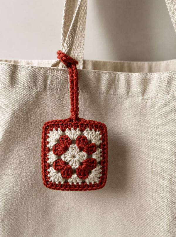 Tharvi Crimson Bloom Crochet Earbud Pouch