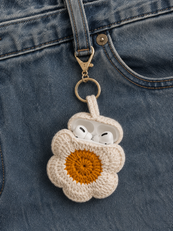 Tharvi Daisy Bloom Crochet Earbud Cover