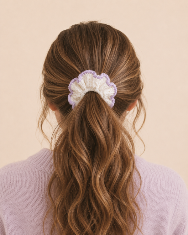 Petal-Edge Crochet Scrunchie | Handcrafted Soft-Touch Hair Accessory by Tharvi