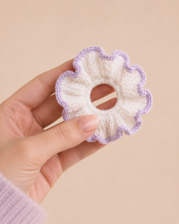 Petal-Edge Crochet Scrunchie | Handcrafted Soft-Touch Hair Accessory by Tharvi