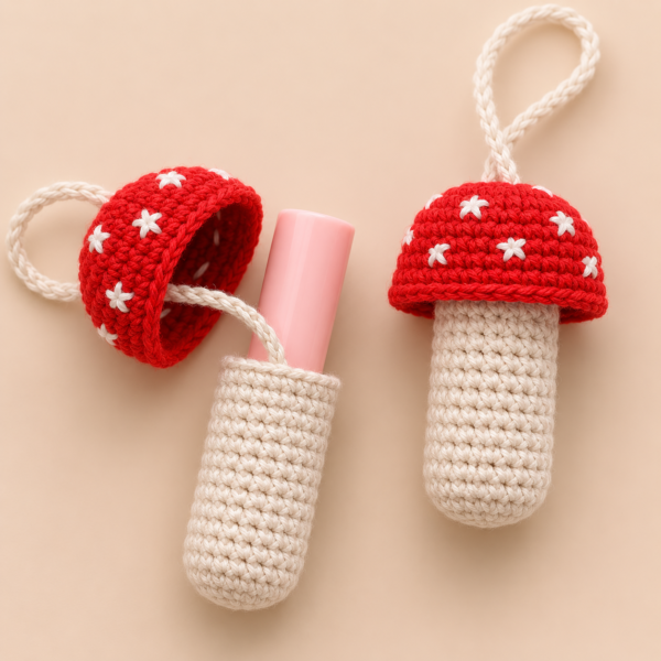 Tharvi Mushroom Crochet Lip Balm Holder