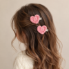 Tharvi Handmade Pink Crochet 2 Heart Hair Clips