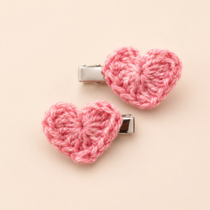 pink crochet heart hair clips