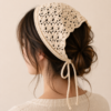 Tharvi Cream Crochet Bandana – Multi-Purpose Hair Scarf & Denim Waist Belt ✨