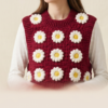 Tharvi Daisy Crochet Top – Vintage Maroon Sweater Vest 🌸