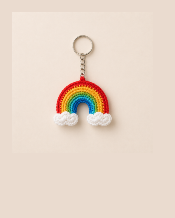 Rainbow Crochet Keychain